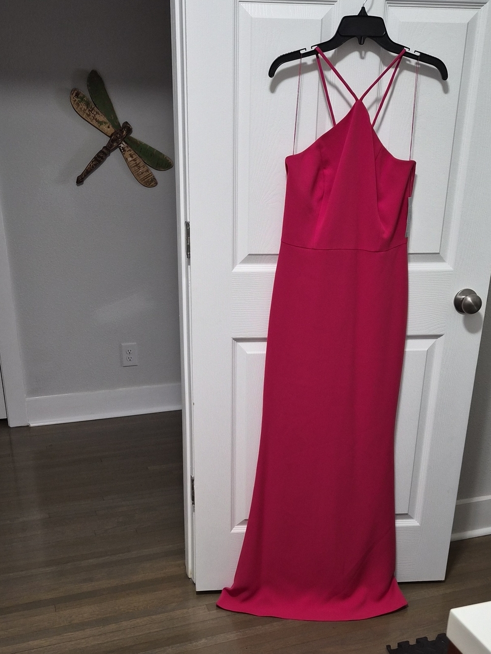 Fuchsia Strappy Maxi Dress with Cross-Back Detail